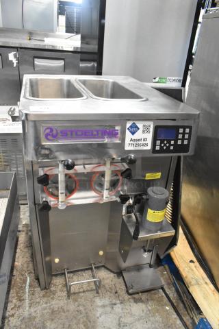 Stoelting SF121-38I2 stainless steel commercial soft serve ice cream machine, 2 flavor with twist, air-cooled, 208-240V.