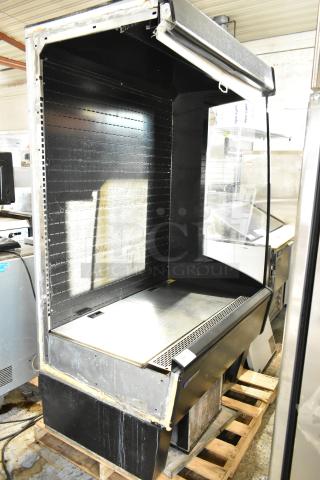 Master-Bilt metal commercial open grab-n-go merchandiser, missing one side panel, tested and working condition.