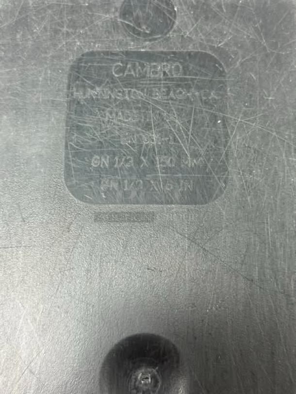 Cambro 36CW110 Camwear® 1/3 Size Black Polycarbonate Food Pan, 6" deep, excellent condition, model engraved on surface.