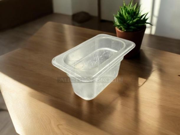 Welshine 1/9 Size Clear Plastic Food Pan, 4" Deep, Excellent Condition, Ideal for Storage, Durable and Transparent.