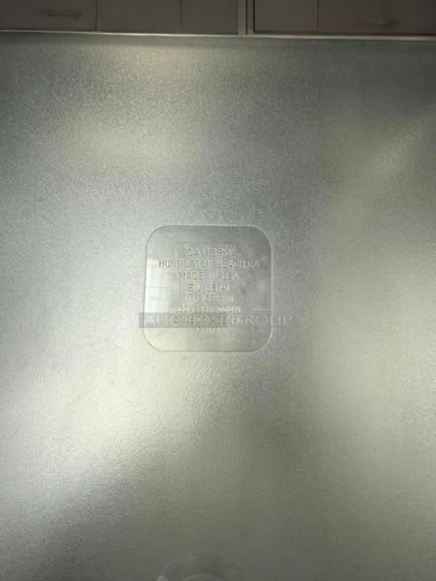 Cambro 16CW135 Camwear® full-size clear polycarbonate food pan, 6" deep, excellent condition, visible label with model details.