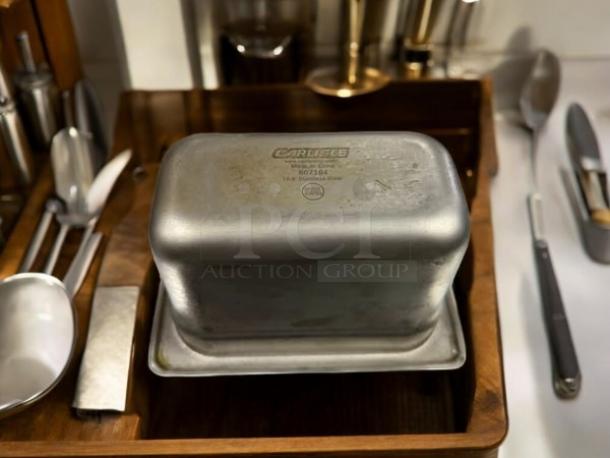 Carlisle 607194 DuraPan 1/9 Size, 4" Deep Anti-Jam Stainless Steel Steam Table Pan, 24-Gauge, great condition, top view.