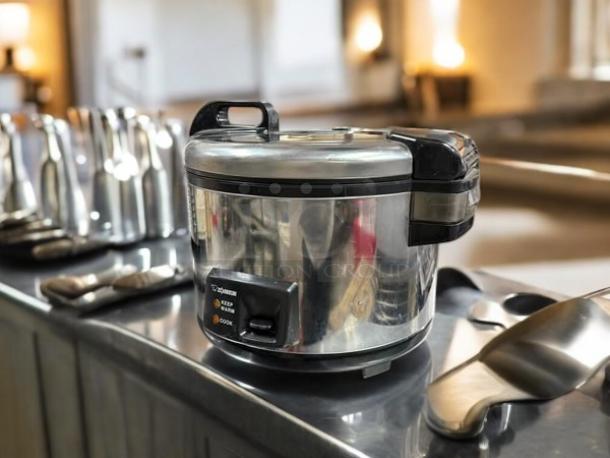 Zojirushi NYC-36 20-cup electric rice cooker in stainless steel, excellent condition, fully tested and working, 120v.