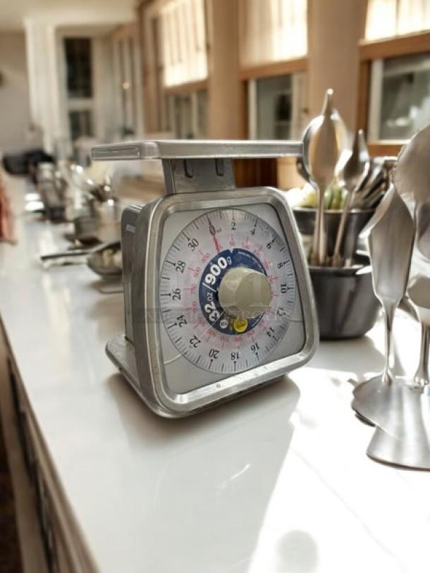 Taylor TS32 32 oz. Mechanical Portion Control Scale in great condition; features clear dial, sturdy metal build, fully tested.