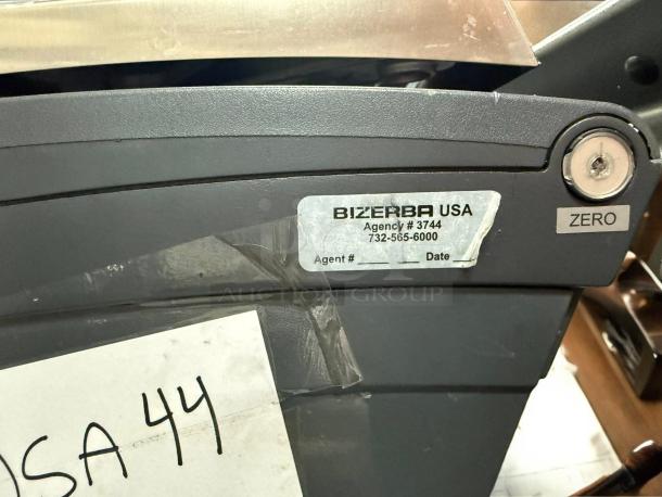 Bizerba KH II 100 PRO scale, 30 lb. capacity, excellent condition, with label printer. Agency tag and "ZERO" button visible.