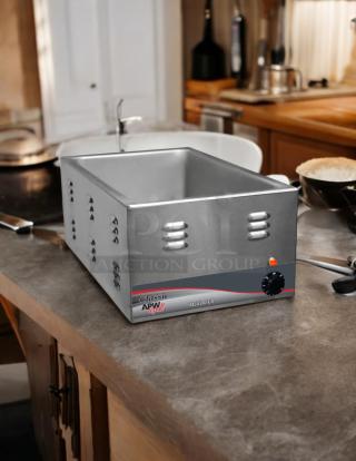 APW Wyott W-3VI countertop food warmer, excellent condition, features full-size pan wells, 120v. Fully tested, working.