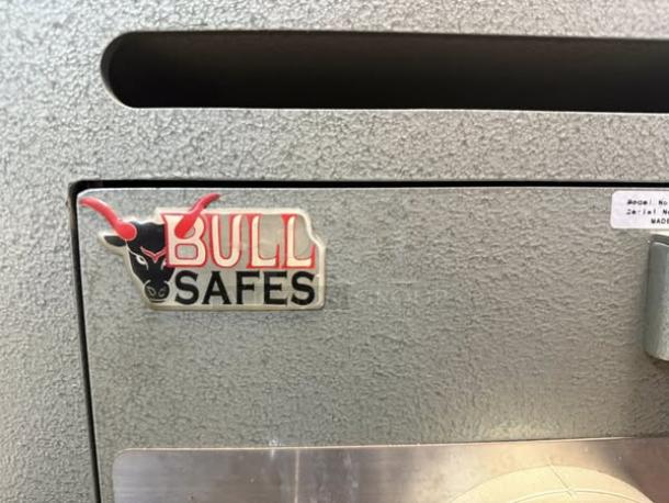 Blue Air BSD2EE Depository Safe with electric lock, two compartments. "Bull Safes" label visible. Fully tested and working.