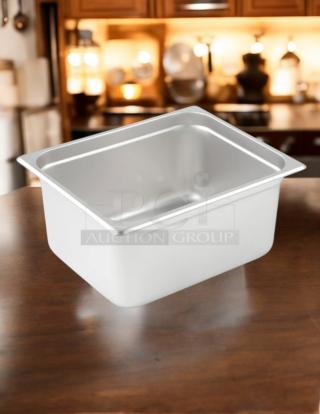 Stainless steel hotel pan, 1/2” size, 6” deep, great condition. Durable, ideal for commercial kitchen use.