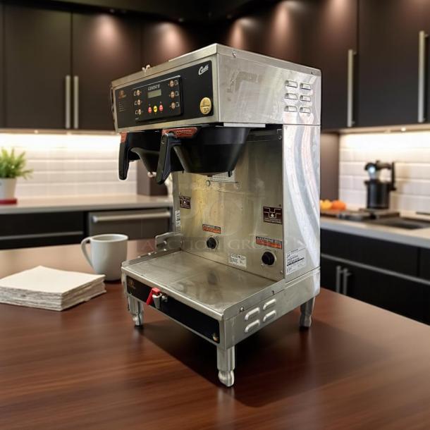 Curtis GEMTIF10A1000 automatic twin coffee brewer, excellent condition, with 2 lower warmers and hot water faucet, 220v.