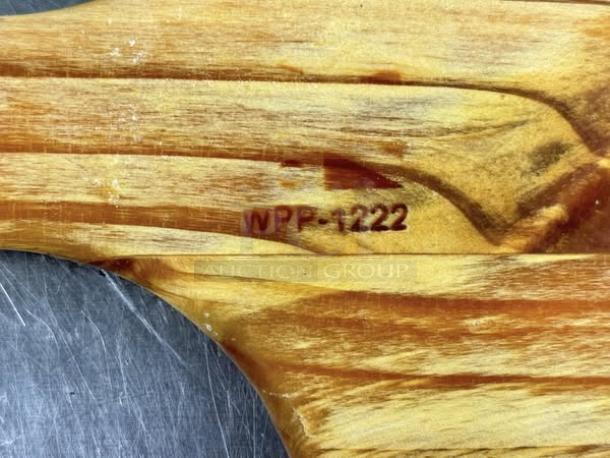 12” wooden pizza peel in amazing condition, engraved with "WPP-1222." Smooth surface, ideal for baking.