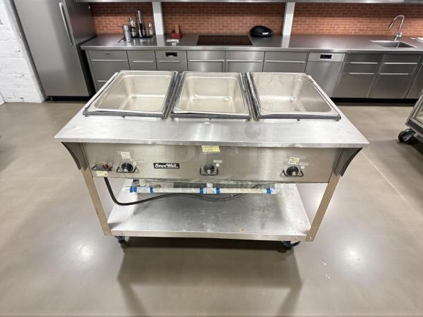 Vollrath 38203 ServeWell® SL Electric Three Pan Hot Food Table, great condition, tested and working, visible controls.