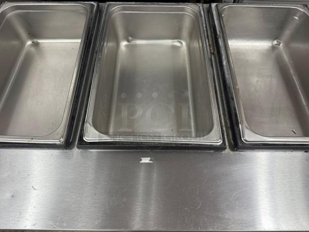 Vollrath 38203 ServeWell® SL Electric Three Pan Hot Food Table, great condition, tested, 120V, stainless steel.