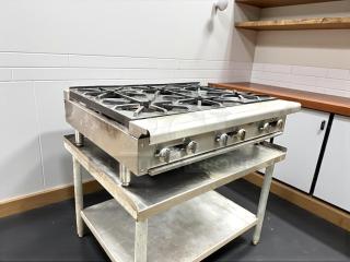 Imperial IHPA-6-36 36" gas hotplate with six burners, commercial countertop model, in excellent condition, tested and working.