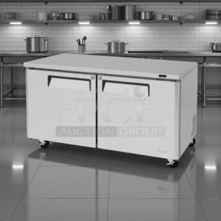 Turbo Air MUR-60-N 60in undercounter cooler, stainless steel, 15.5cf, tested, working, great condition, on wheels.