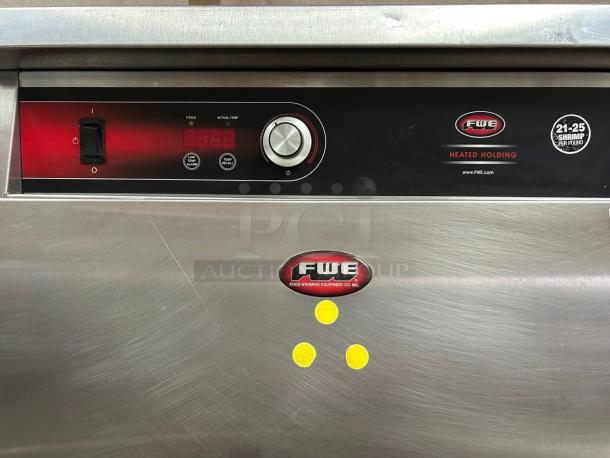 FWE UHST-13-OTB heated meal delivery cart, 13 trays, stainless steel, tested working, control panel visible, 120v.