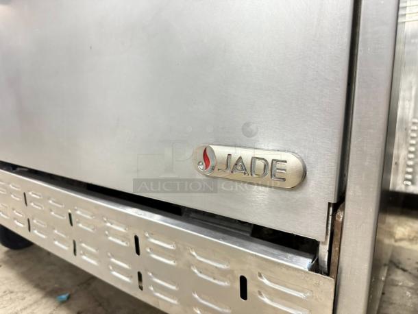 Jade Range JTRH-36G-36C, 36" gas range with full griddle, stainless steel finish, labeled "JADE," tested and working.