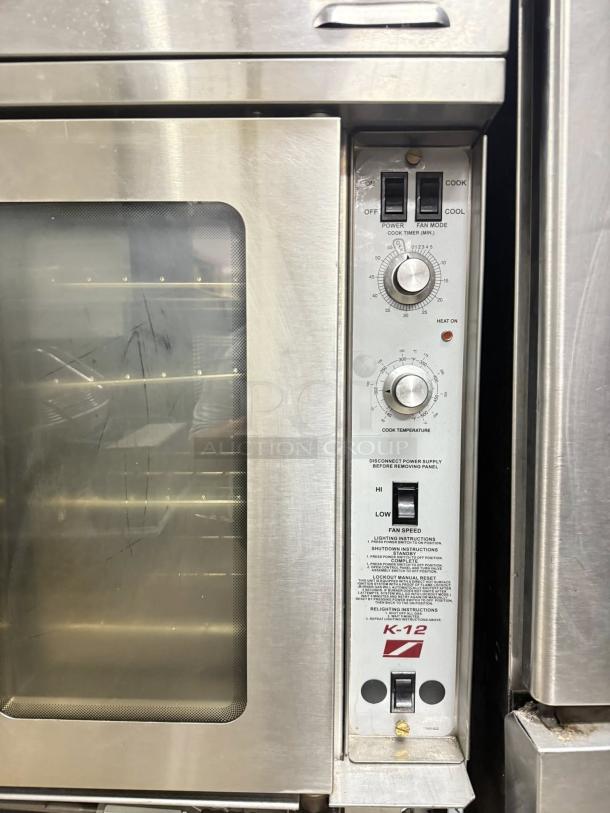 Southbend PCE22S/TD double deck convection oven, gas-powered, great condition, tested and working; features control panel and glass doors.