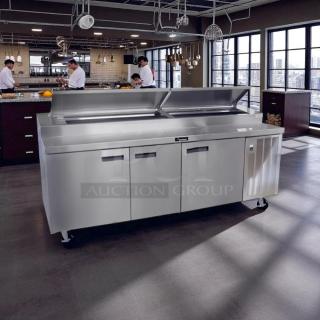 Great Condition - Delfield 000-20191PTC 91in 3-Door Refrigerated Pizza Prep on Casters 115v. - Tested & Working - Item #1197653