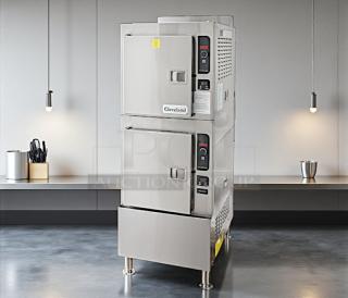 Cleveland 24CGA10.2 SteamCraft Gemini pressureless convection gas steamer, double stacked, 10 pan capacity, tested and working.