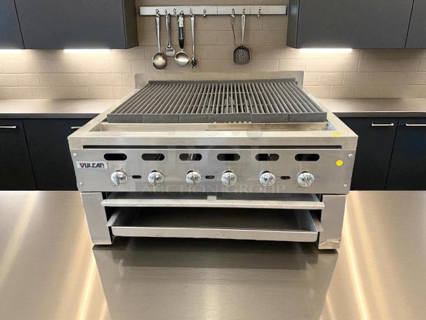 Vulcan VACB36 36" radiant charbroiler with cast iron grates, natural gas. Tested, working, excellent condition.