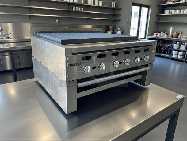 Vulcan VACB36 36" radiant charbroiler with cast iron grates, natural gas, excellent condition, tagged as tested and working.