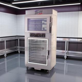 Great condition NuVU Model SUB-123P double deck electric oven proofer combo, 120/240V, 3 phase, tested and working.