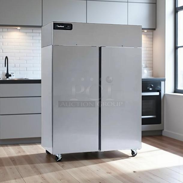 Delfield GAR2P-S two-section reach-in refrigerator, solid doors, 115v, tested, working, excellent condition.