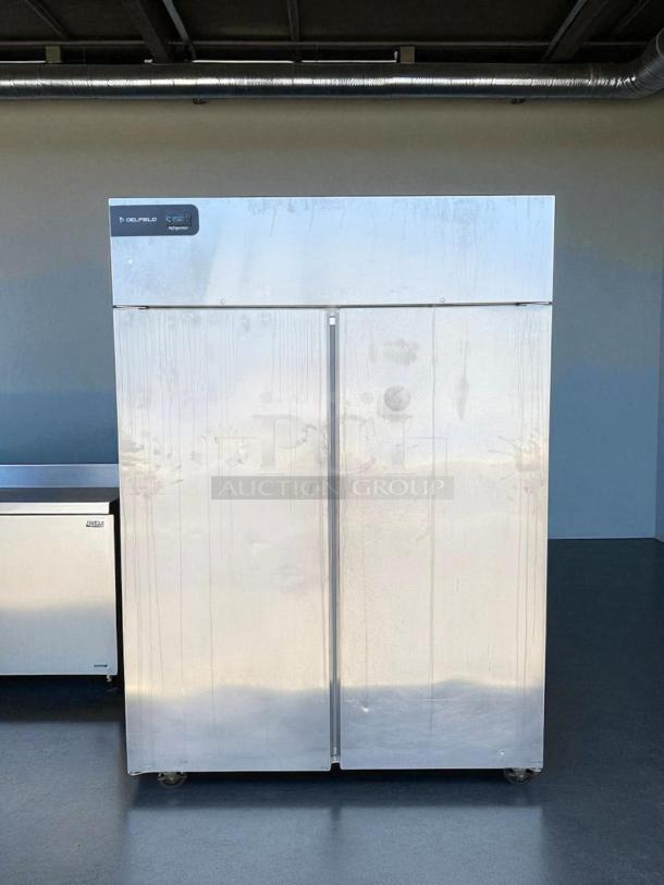 Delfield GAR2P-S two-section reach-in refrigerator, solid doors, 115v, tested and working, stainless steel finish.