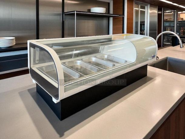 OMCAN RS-CN-0042-S 46-inch sushi showcase, 42L capacity, tested and working, sleek design, clear glass display, black base.