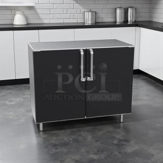 Krowne BR48 48" non-refrigerated back bar cabinet, perfect condition, 2 solid black doors, tested and working.
