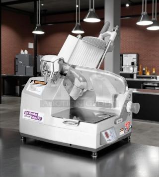 German Knife by Turbo Air GS-12A heavy-duty food slicer, 115v, stainless steel, tested and working, visible brand label.