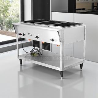 Vollrath 38203 ServeWell® SL Electric Hot Food Table in great condition, three sealed pans, tested and working, 120V.