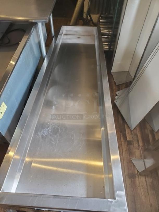 Sun Chong Industry Custom Cold Food Well, stainless steel, rectangular, appears in used condition with surface marks.