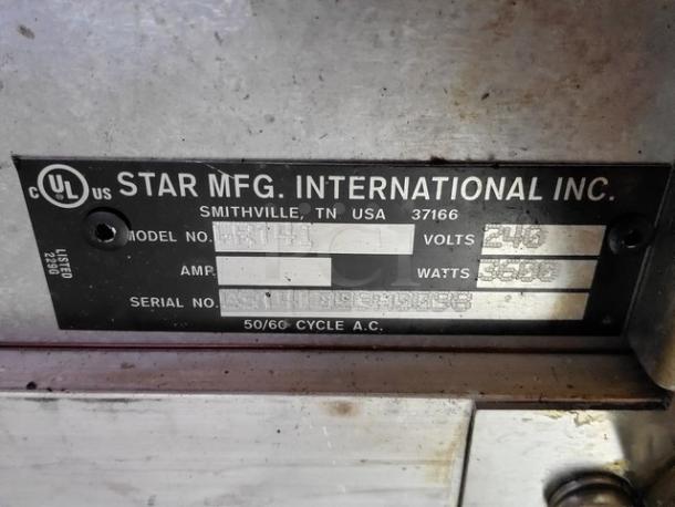 Pro-Max GR14I 14"x14" two-sided smooth grills. Missing a screw on one handle. Star Mfg. label shows voltage and serial no.