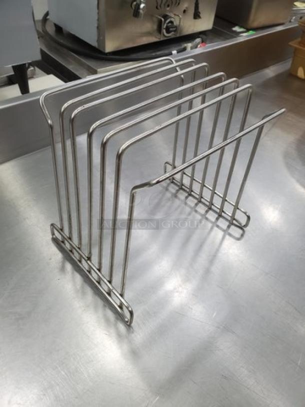 Kolor-Cut Storage Stand, stainless steel, multiple slots, excellent condition, ideal for organizing kitchen supplies.