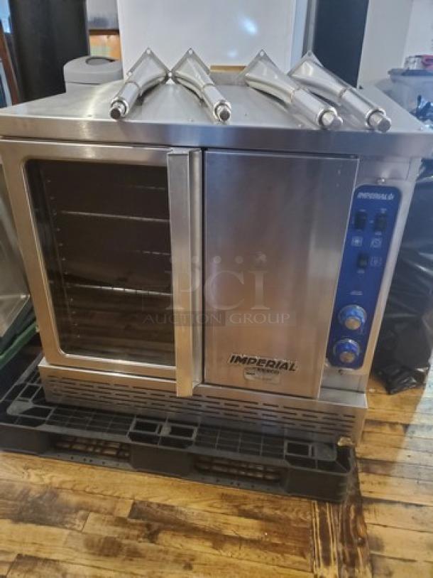 Imperial Natural Gas Convection Oven, stainless steel, front control panel, branded logo visible, good condition.