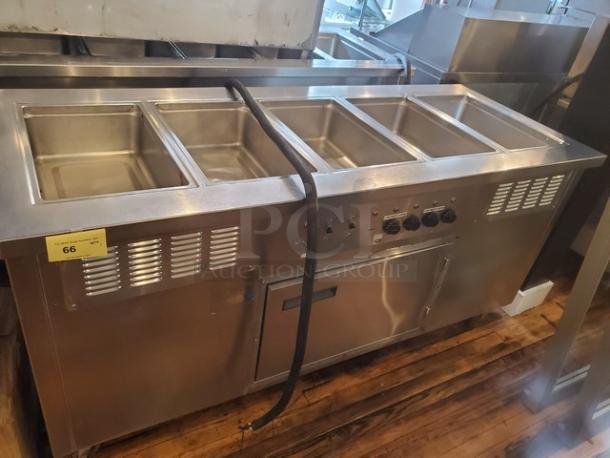 Shelley Steel by Delfield 5 Well Electric Steam Table, stainless steel, missing one knob, needs new plug, Model: Delfield.