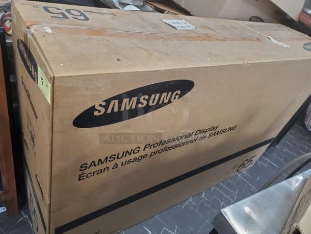 Samsung 650FP-2 65" Commercial 1080p LCD Display in original packaging, sealed box, labeled as professional display.