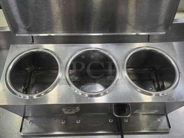 Server DI-3 triple cone dip warmer, 3 Qt. capacity, stainless steel, 180 W, 60 Hz. Excellent condition, no visible damage.
