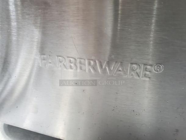Farberware 103736 Countertop Fryer, stainless steel exterior with embossed logo, gently used condition.