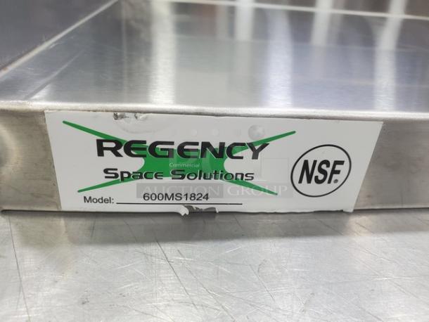 Regency Stainless Steel Microwave Shelf, Model 600MS1824, NSF certified, visible brand label, commercial-grade.
