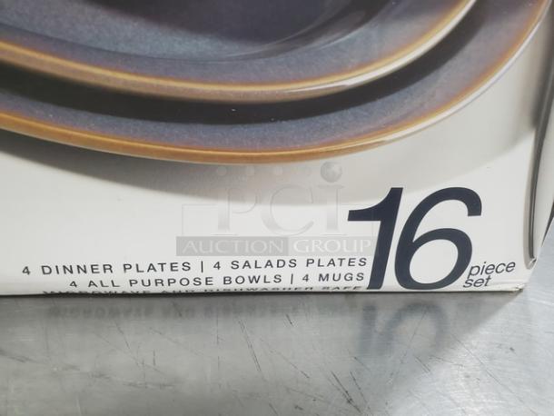 Dansk Haldan 16-piece set in box, includes 4 dinner plates, 4 salad plates, 4 bowls, 4 mugs. Brand new condition.