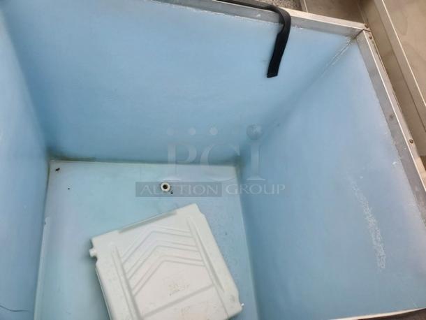 Manitowoc C400 Ice Maker Storage Bin, spacious interior, top mount design, clean condition, blue interior lining.