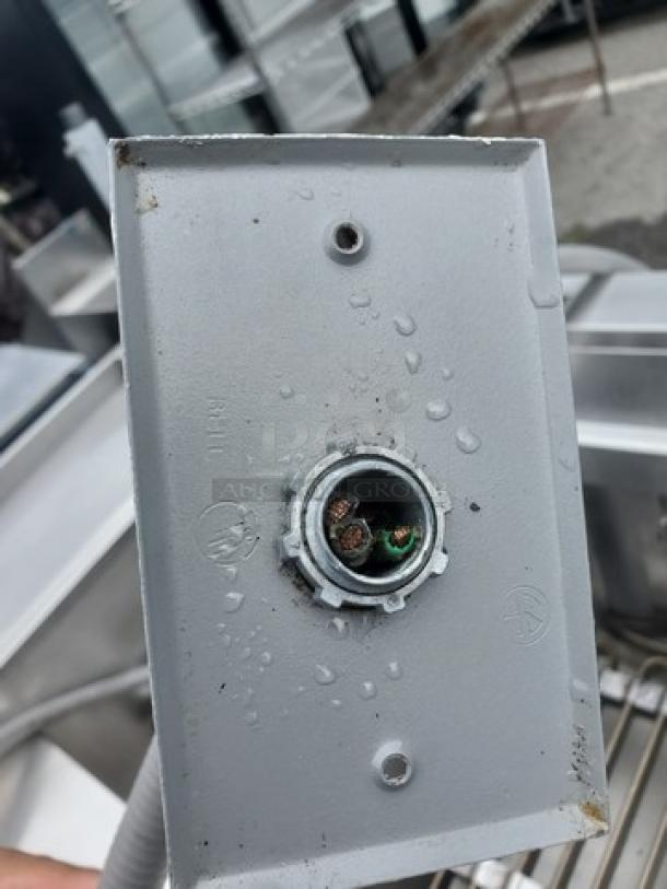 Hobart HFD50 Electric Fryer, 208v, 3 PH, visible connection point, used condition, showing surface marks and residue.