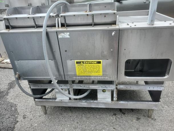 Hobart HFD50 Electric Fryer, 208v, 3 PH, stainless steel, visible caution label, used condition with minor wear.