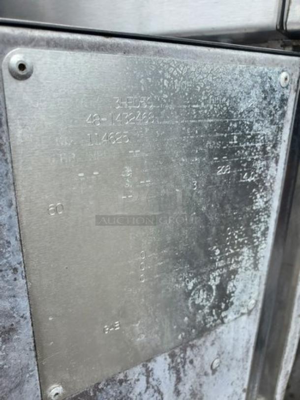 Hobart HFD50 Electric Fryer, stainless steel, 208v, 3 PH, visible model and serial number plate showing specs and condition.