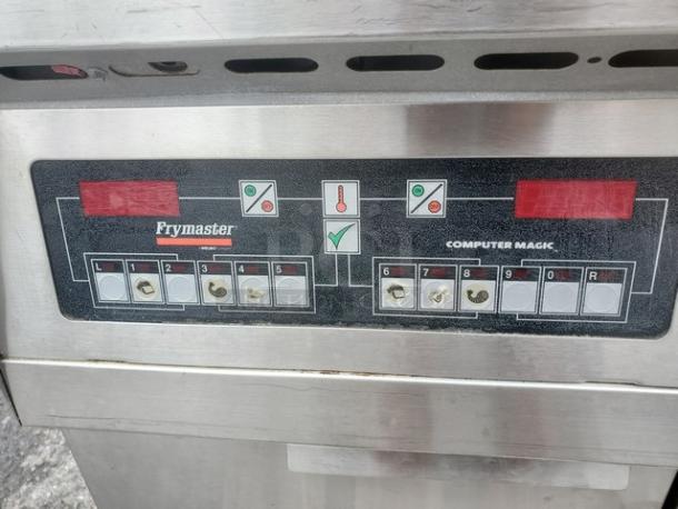 Frymaster Electric Fryer control panel with "Computer Magic" interface. Model FH22BLCSC, featuring various cooking settings.
