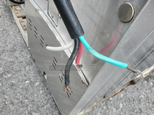 Frymaster Electric Fryer FH22BLCSC, 480V, 60 Hz, 3 PH, visible wiring, stainless steel exterior, used condition.