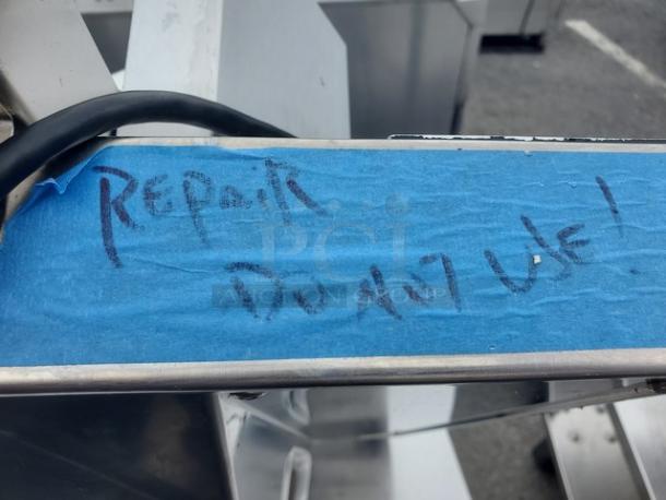 Doyon DL12DP countertop 12" dough roller sheeter, unknown condition, sold as is. Marked with repair note.