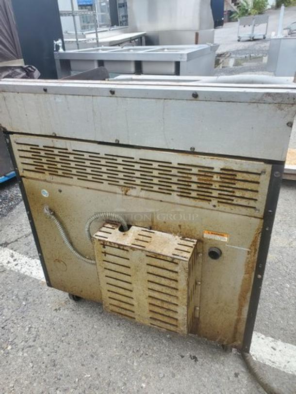 Hobart HCR421 36" electric range with convection oven, 208V, 3 PH. Rust visible, suggests used condition. Back panel view.